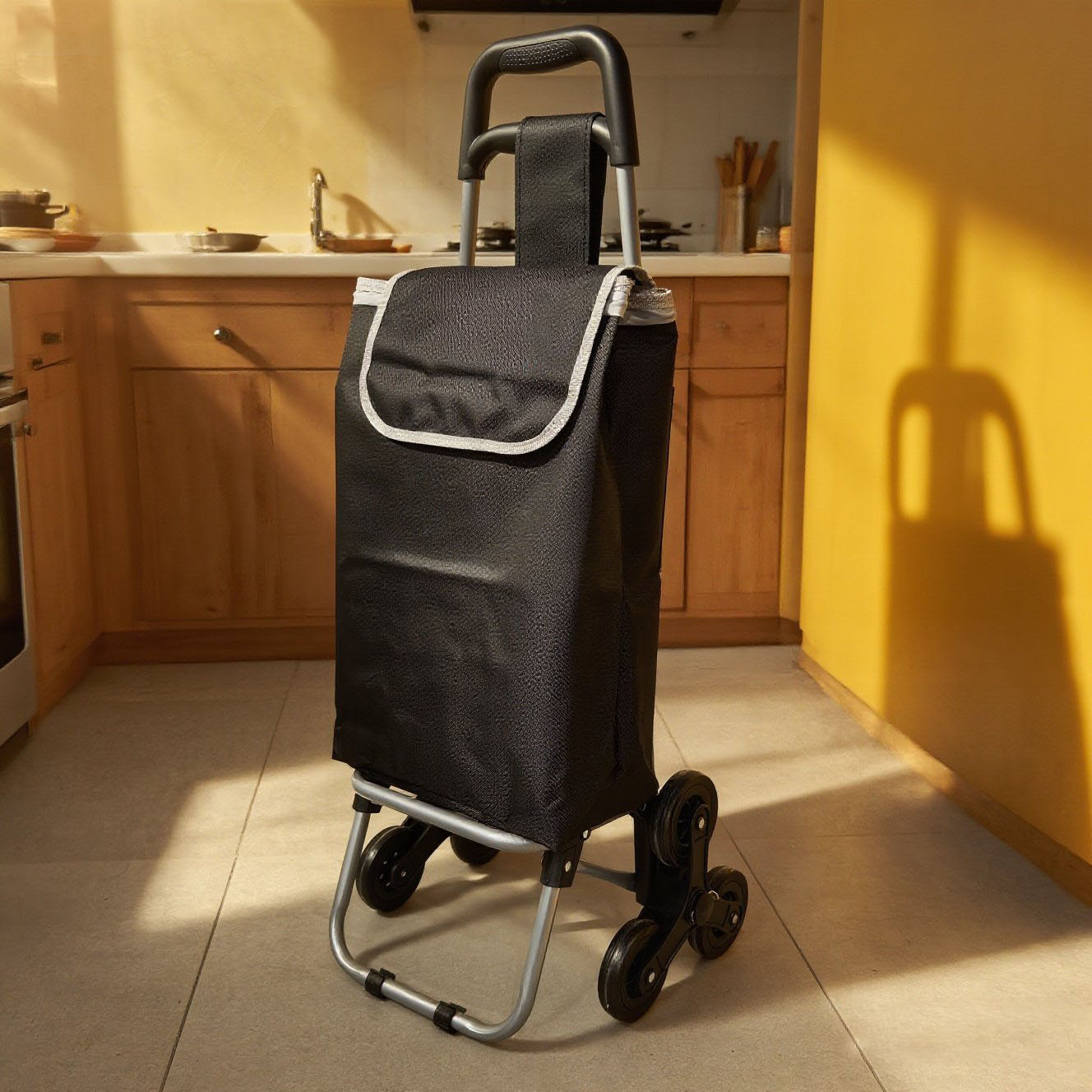 Carrinho de Compras Dobrável de Alumínio, Retrátil, Bolsa de Tecido Oxford, Sacola de Compras Removível,  com 6 Rodas. PORTES GRÁTIS.