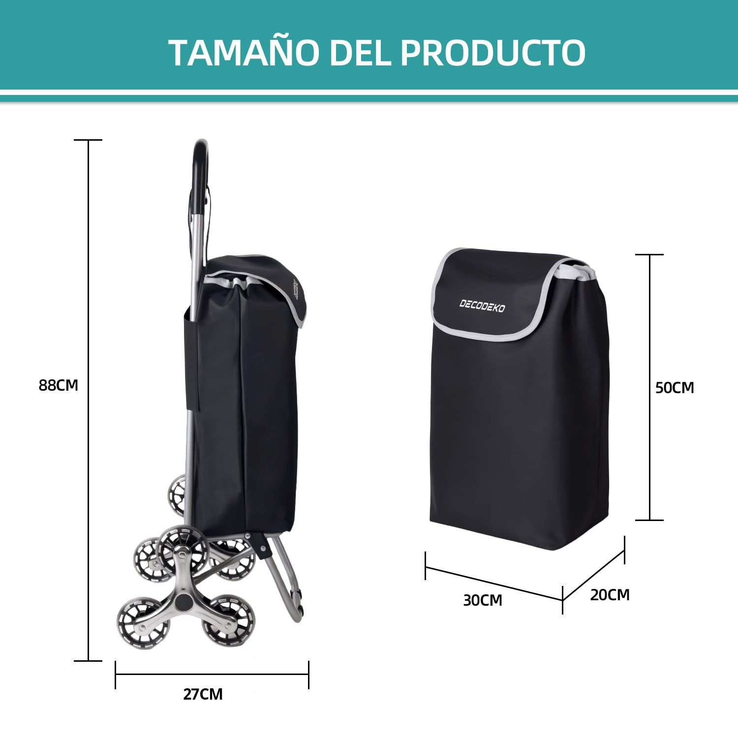 Carrinho de Compras Dobrável de Alumínio, Retrátil, Bolsa de Tecido Oxford, Sacola de Compras Removível,  com 6 Rodas. PORTES GRÁTIS.