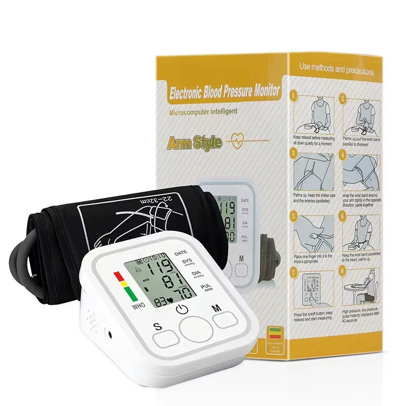 Esfigmomanômetro digital para adultos e crianças Detector de saúde médica Medição de pressão arterial do braço Monitor de pulso
