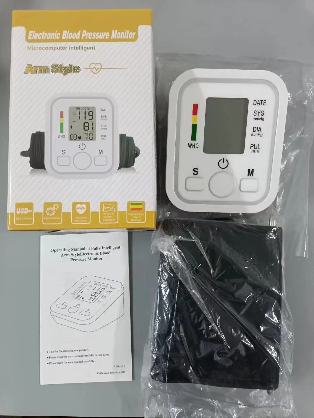 Esfigmomanômetro digital para adultos e crianças Detector de saúde médica Medição de pressão arterial do braço Monitor de pulso