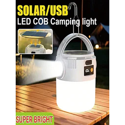 Lanterna solar recarregável com 1/2/4 baterias 18650 de 800mAh, com fonte de luz dupla, portátil, com LED COB, porta USB, carregamento solar e à prova dágua, ideal para campi...