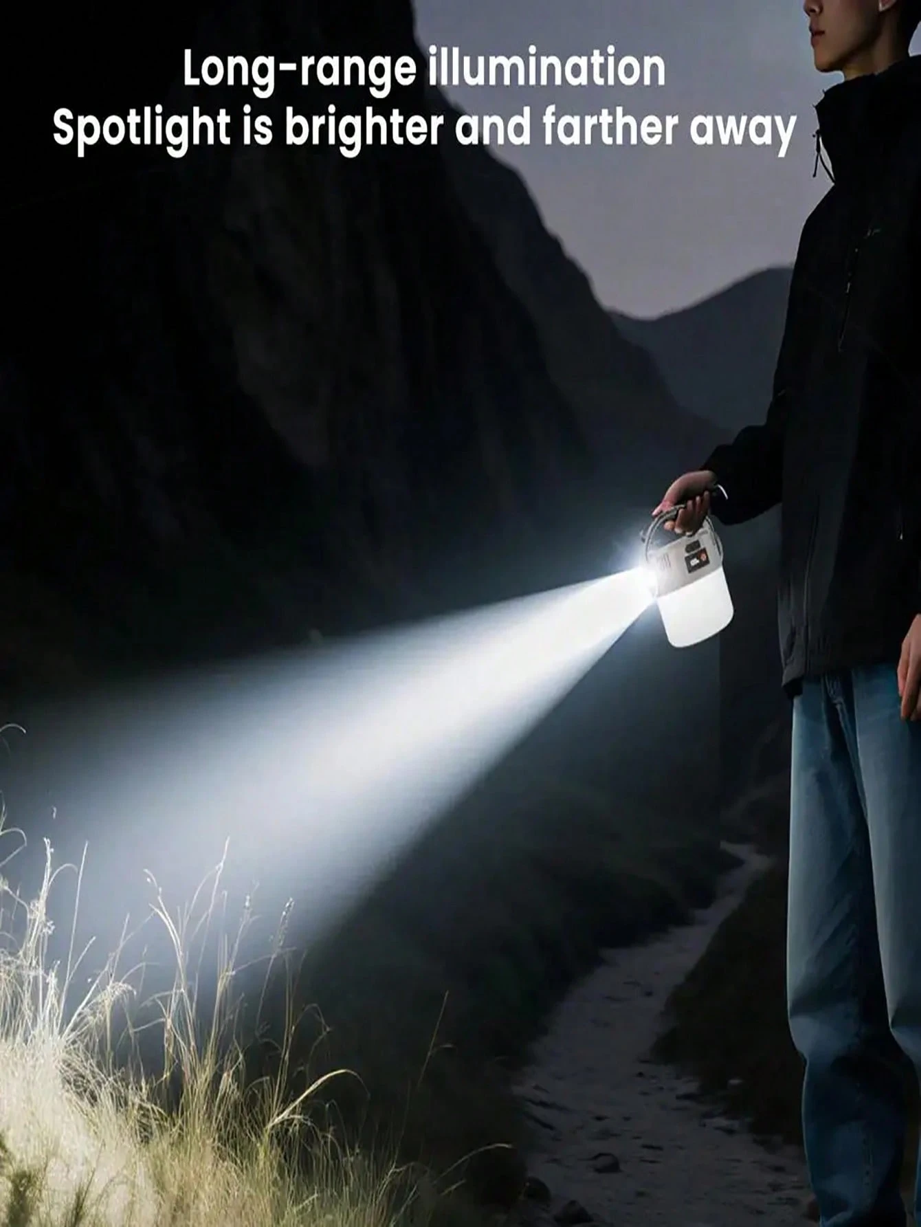 Lanterna solar recarregável com 1/2/4 baterias 18650 de 800mAh, com fonte de luz dupla, portátil, com LED COB, porta USB, carregamento solar e à prova dágua, ideal para campi...
