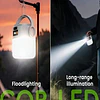 Lanterna solar recarregável com 1/2/4 baterias 18650 de 800mAh, com fonte de luz dupla, portátil, com LED COB, porta USB, carregamento solar e à prova dágua, ideal para campi...
