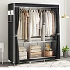 Guarda-roupa com 3 varas de pendurar, 6 prateleiras e bolsos laterais (para armazenamento e organização de roupas), rack de guarda-roupa com alça, organizador para quarto,  PORTES GRÁTIS