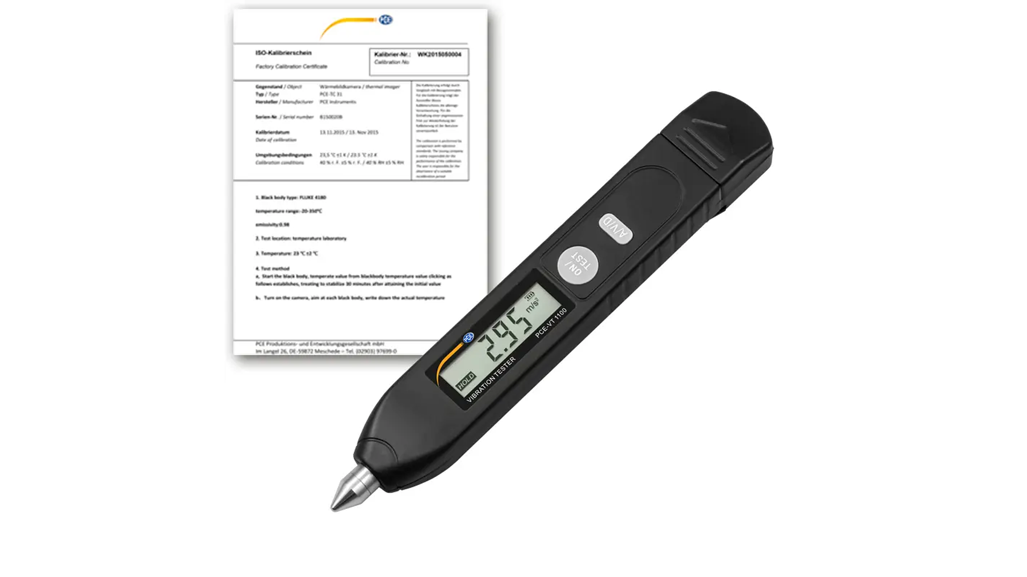 Acelerômetro PCE-VT 1100 - c/ certificado de calibração ISO 1