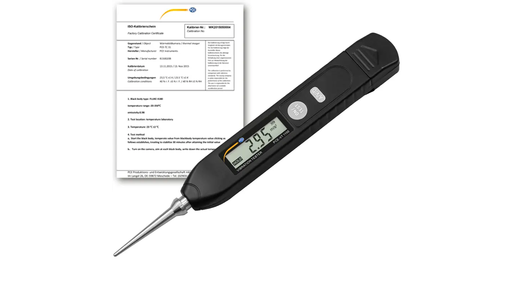 Acelerômetro PCE-VT 1100S - c/ Certificado de Calibração ISO 1