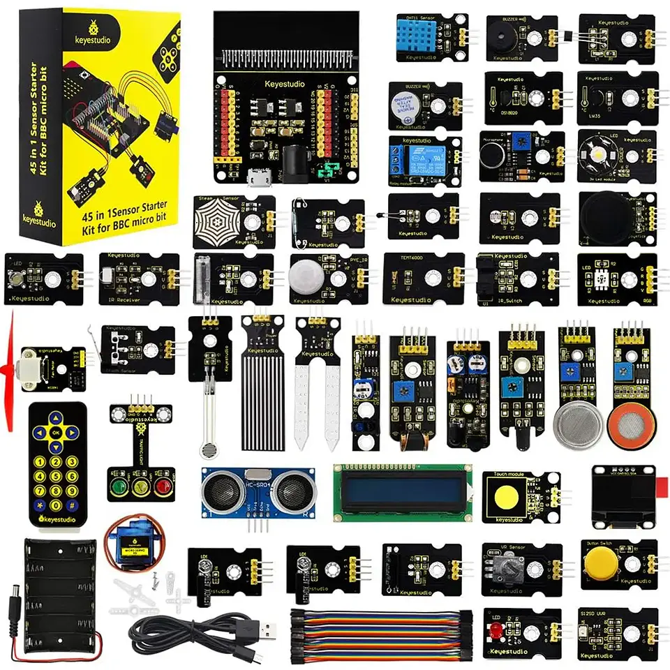 Kit de Iniciação com 45 Sensores + Shield e acessórios p/ Micro:bit (sem placa micro:Bit) 1