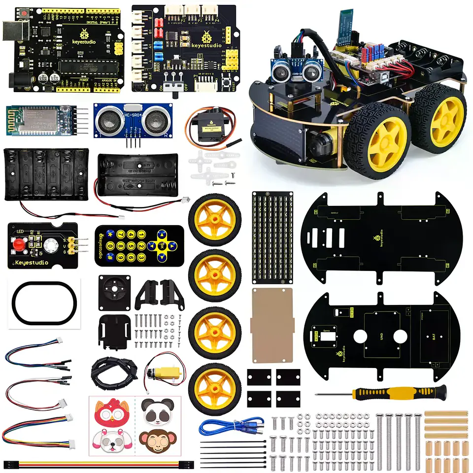 Kit de Robot 4WD com Bluetooth, IR, Display LED 8×16 e Sensores 6
