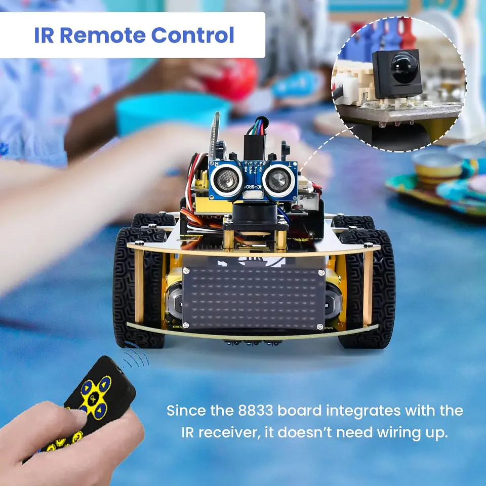 Kit de Robot 4WD com Bluetooth, IR, Display LED 8×16 e Sensores 10