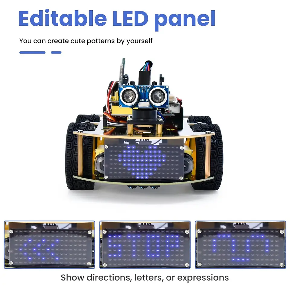 Kit de Robot 4WD com Bluetooth, IR, Display LED 8×16 e Sensores 13