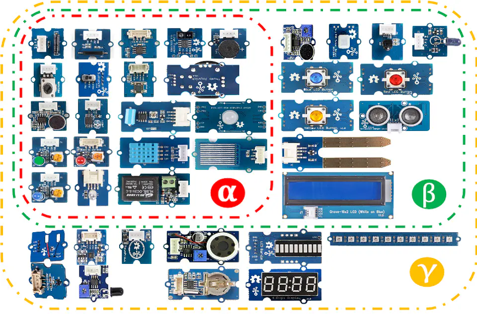 Kit Gamma (γ) de 40 módulos e sensores Grove 2
