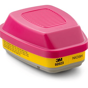 3M™ Cartucho/Filtro Mixto para Vapores Orgánicos, Gases Ácidos y Partículas 60923, Magenta/Amarillo, P100