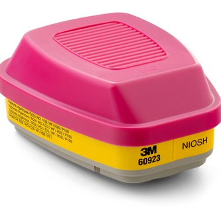 3M™ Cartucho/Filtro Mixto para Vapores Orgánicos, Gases Ácidos y Partículas 60923, Magenta/Amarillo, P100 1