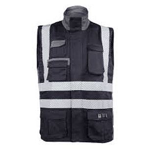 Chaleco Geólogo Ignífugo + NFPA 13034 Azul Marino-Gris