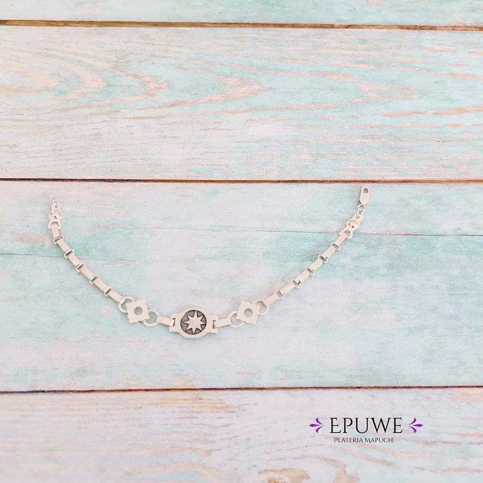 Pulsera Plata 950  diseño Lucero de la mañana - Joyería Artesanal Mapuche 1