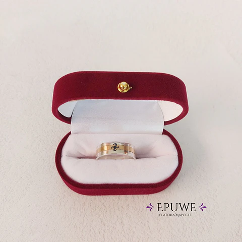 Anillo Mapuche Antu - Plata 950 y Oro 18k