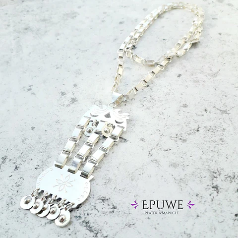 Collar Sikill con cadena Mapuche hecho a mano en plata 950