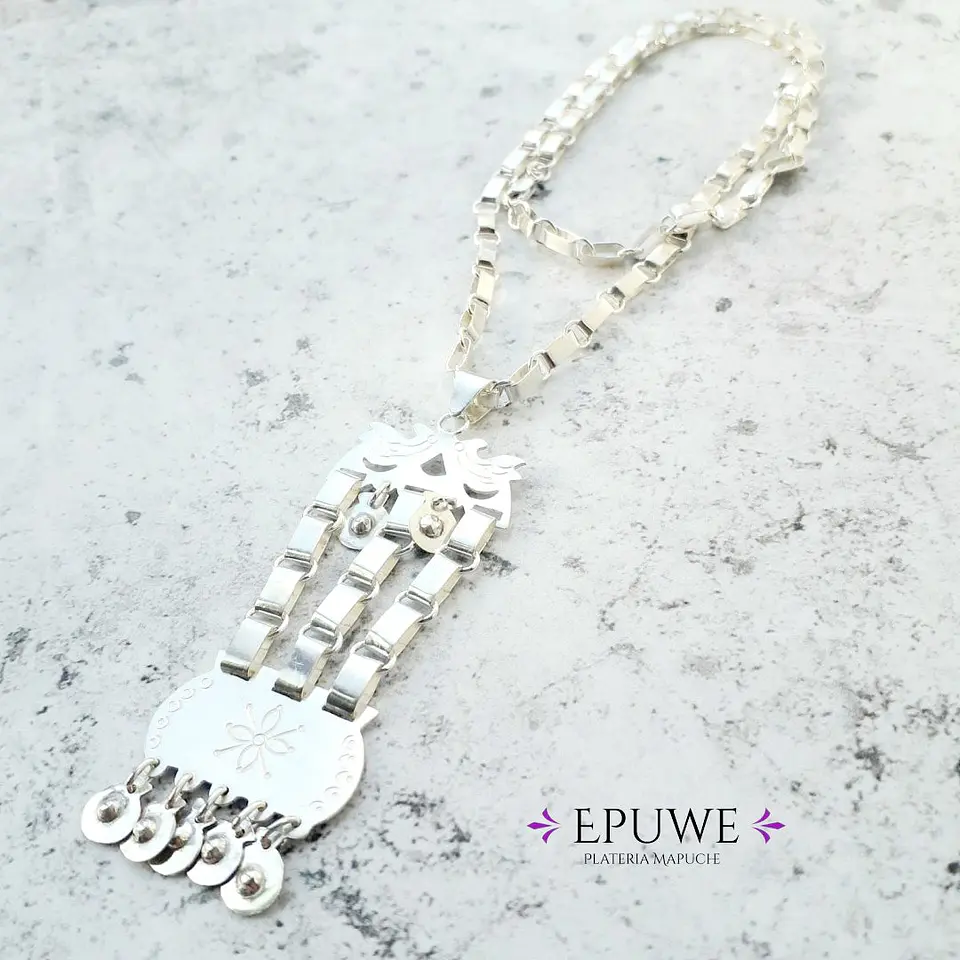 Collar Sikill y cadena Mapuche hecho a mano en plata 950 1