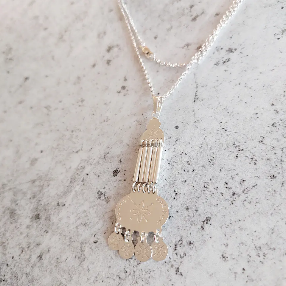 Collar Mapuche Sikill de Tubos hecho en plata 950 1