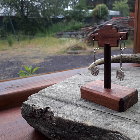 Chiseled Mapuche Kultrún Earrings