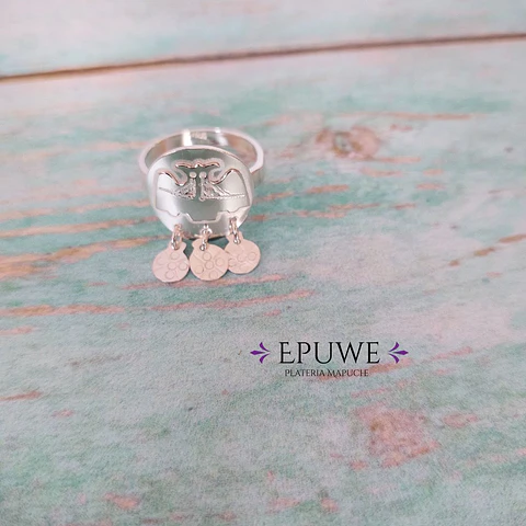 Anillo Mapuche Trapelakucha hecho en plata 950