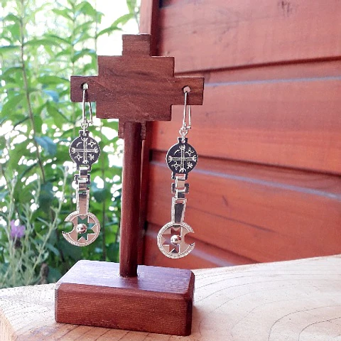 Mapuche Kultrún Toki-Kura Earrings