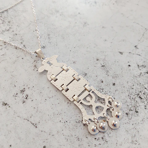 Collar Mapuche Sikill de Placas hechoa mano en plata 950