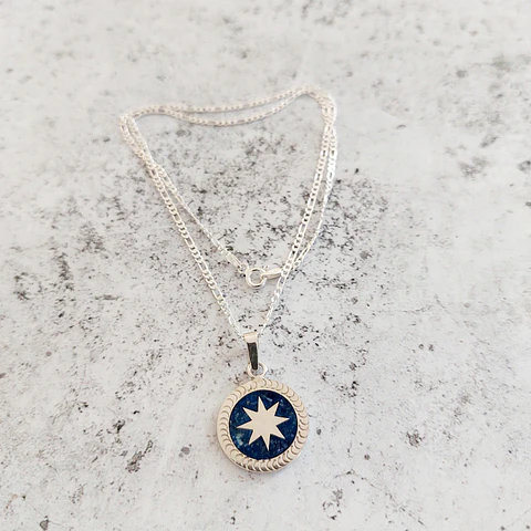 Collar Lucero de la Mañana hecho a mano en Plata 950 y Lapislázuli