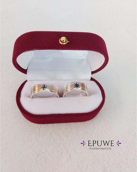 Anillos Antu - Lucero de la mañana - Plata 950 y Oro 18k