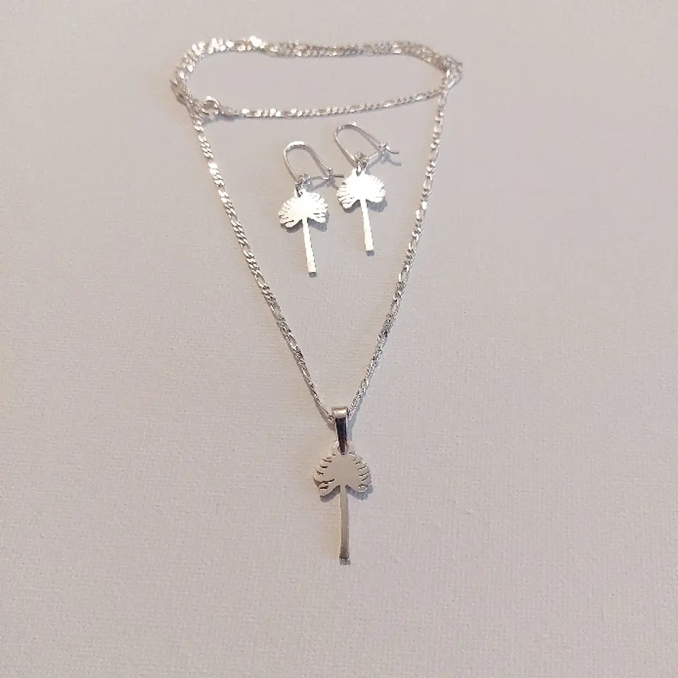 Conjunto Collar y Aros Araucaria hechos a mano en plata 950 1