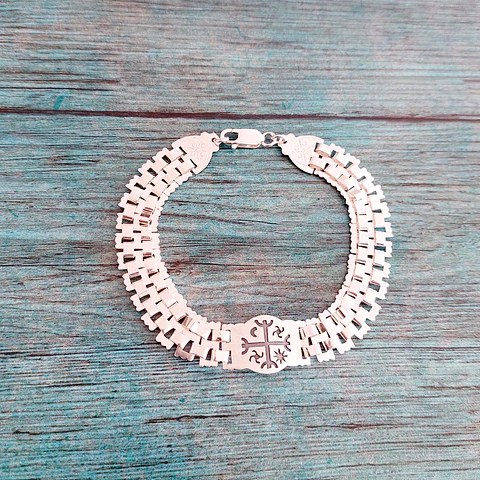 Pulsera Trarilonko diseño Kultrún Mapuche