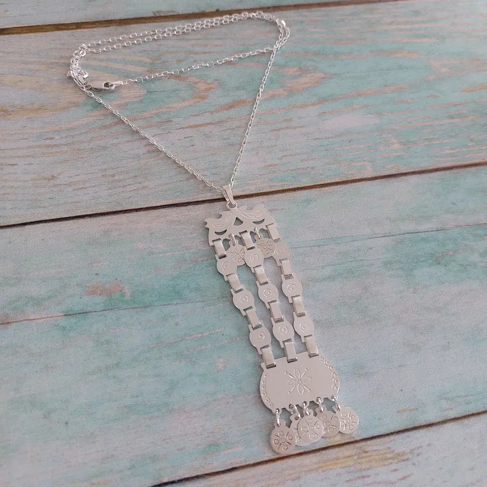 Collar Sikill mapuche de Cadenas hecho a mano en plata 950 1