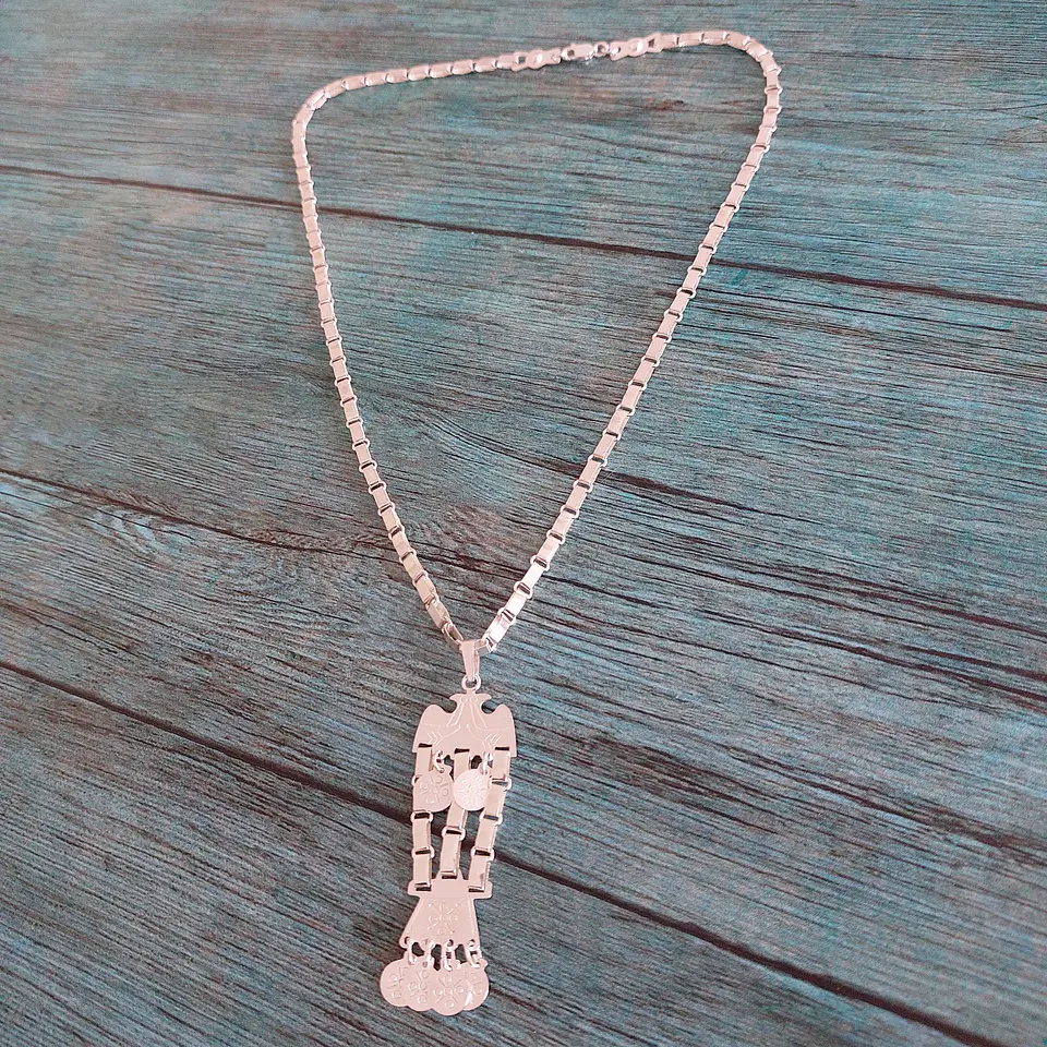 Collar Trapelakucha, Sikill de 3 cadenas hecho a mano en plata 950 2