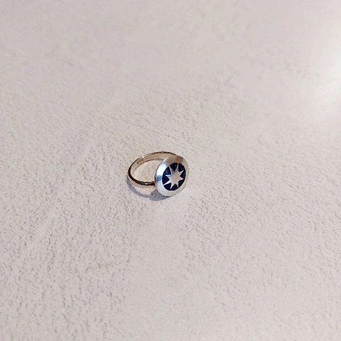 Anillo Mapuche Lucero de la mañana hecho a mano en plata 950