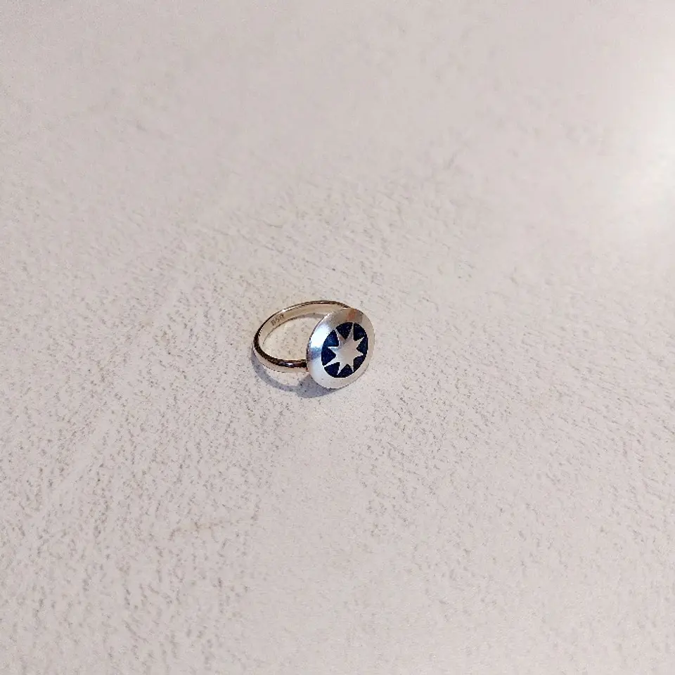 Anillo Mapuche Lucero de la mañana hecho a mano en plata 950 1