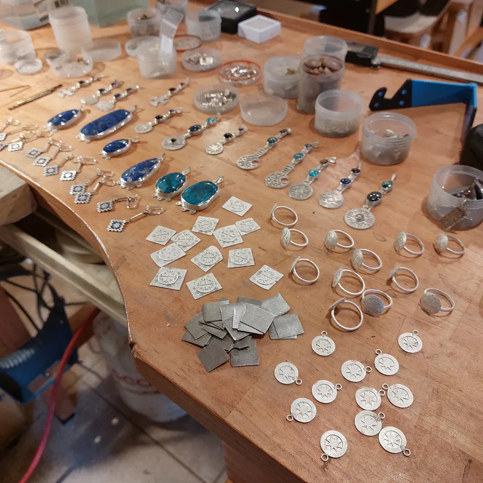 Conjunto Collar y Aros Lucero de la mañana hechos a mano en plata 950 2