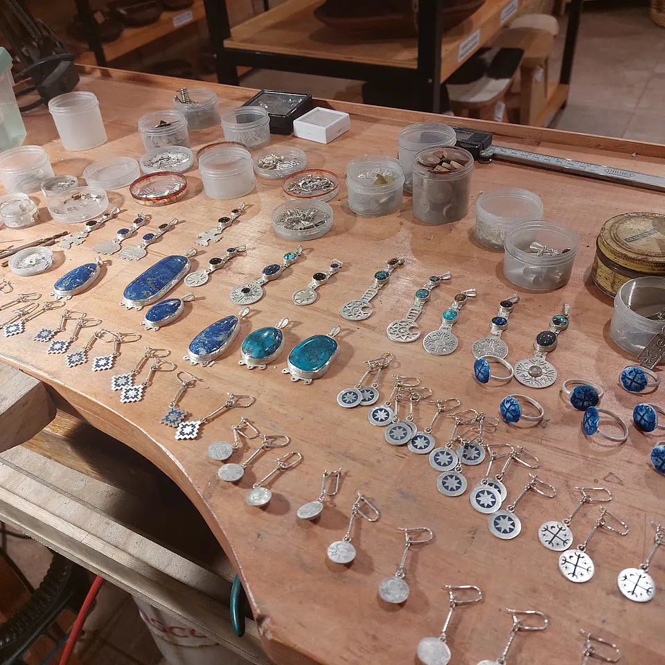 Conjunto Collar y Aros Lucero de la mañana hechos a mano en plata 950 4