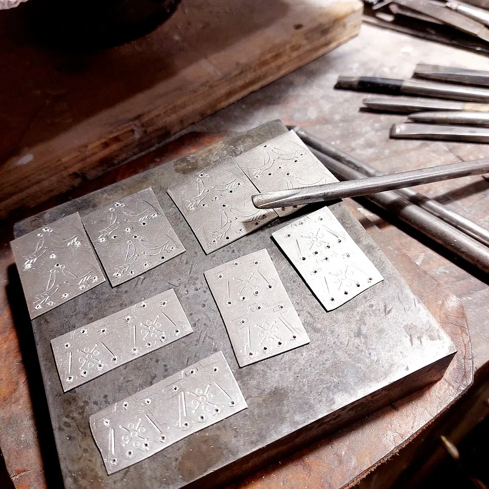 Collar Trapelakucha, Sikill de 3 cadenas hecho a mano en plata 950 3