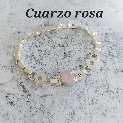Pulseras Mapuche Trariku con Cuarzo Rosa