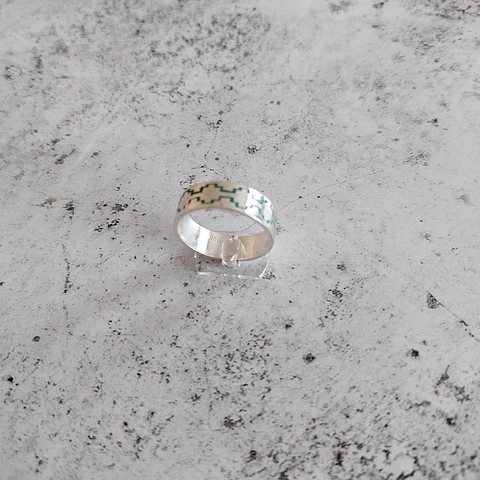 Anillo Mapuche Chakana Pillán con Malaquita