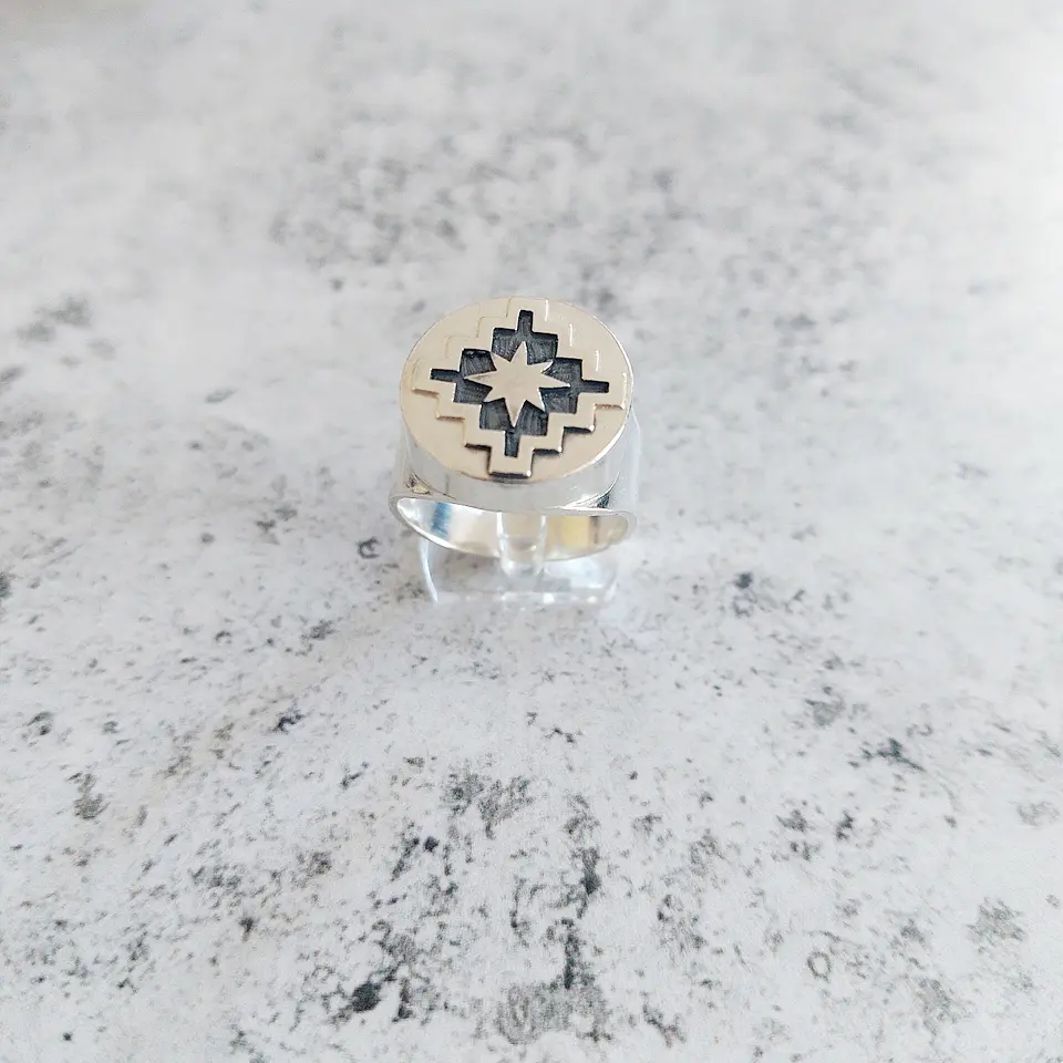 Anillo Chakana- Lucero de la mañana hecho en plata 950 1