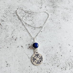 Collar Kultrún con Piedra Lapislázuli