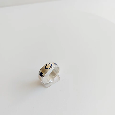 Anillo Plata y Oro 18k, Chakana y Lucero de la mañana