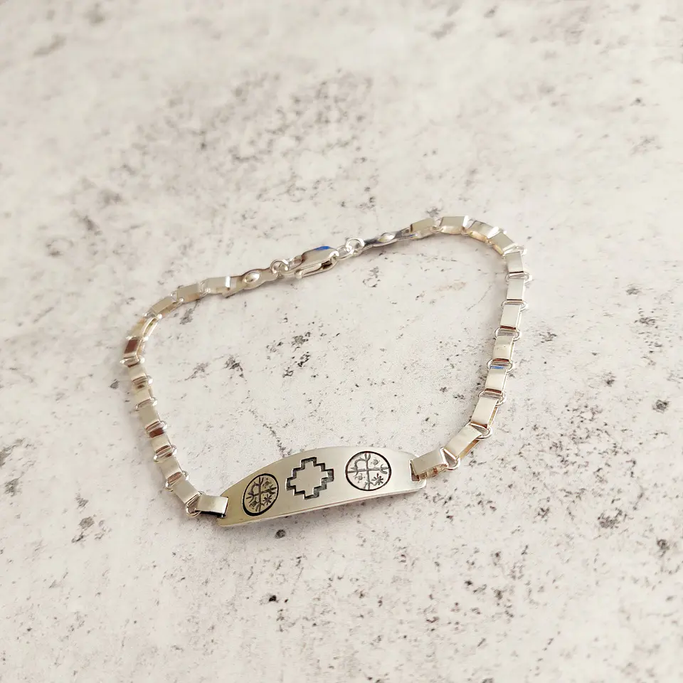 Pulsera Mapuche con  Chakana y Kultrún 1