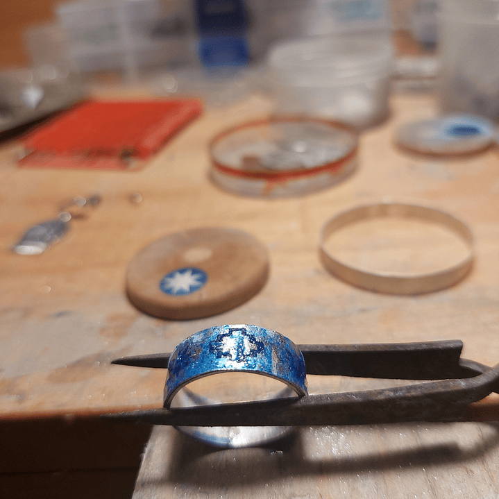 Anillo Mapuche Antu - Plata 950 y Oro 18k 5