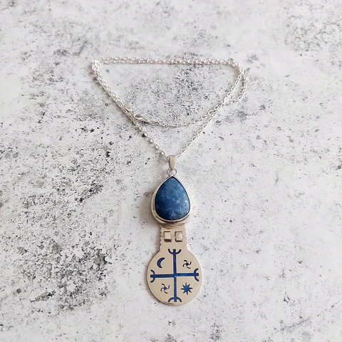 Collar Kultrún Lapislázuli