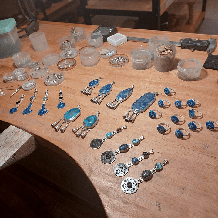 Collar Kultrún con piedra Ojo de tigre y Turquesa 3