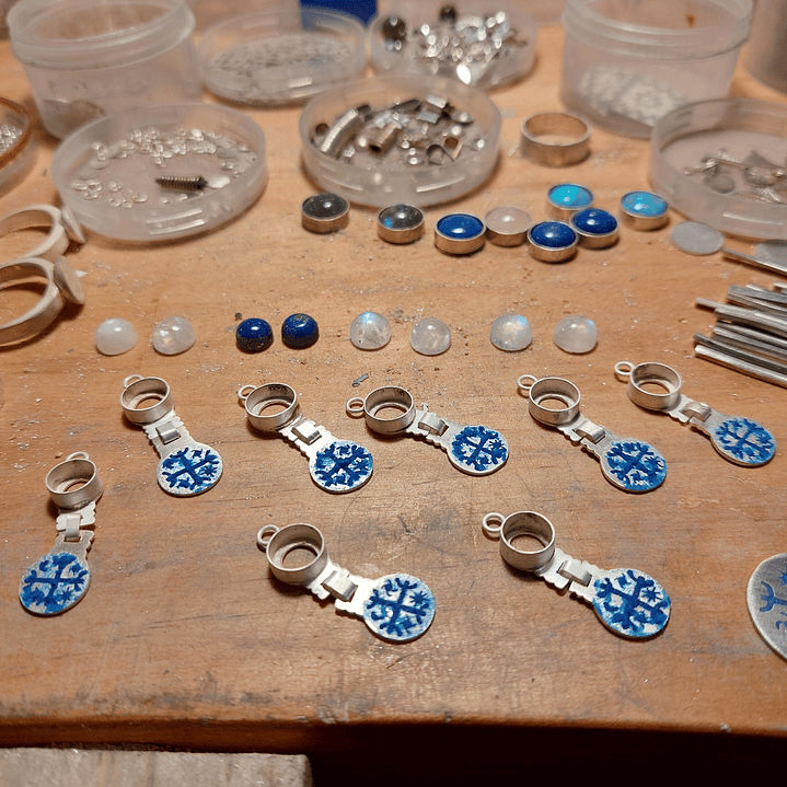 Pendientes Kultrún Mapuche en Plata 950 con Citrino Natural 5