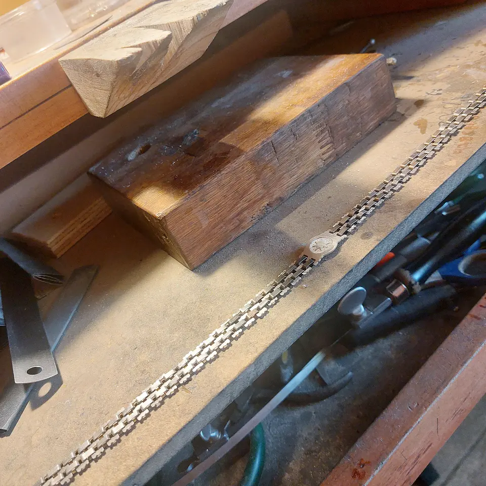Collar de cadena doble diseño Lucero de la mañana, hecho a mano en Plata 950 y Turquesa 6