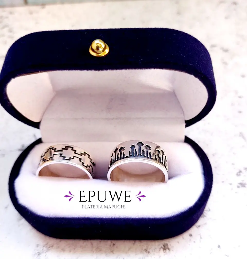 Anillos  para Parejas Chakanas Araucarias  1